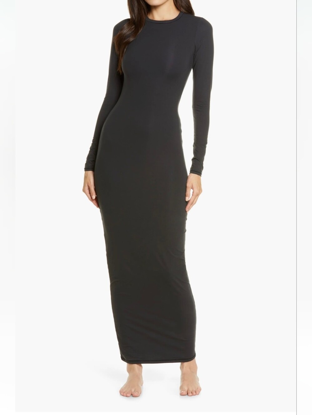 SKIMS Everybody Crewneck Long Sleeve Black Dress Sz.M